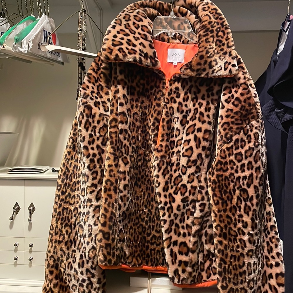 Just One Answer Half Zip Leopard Print